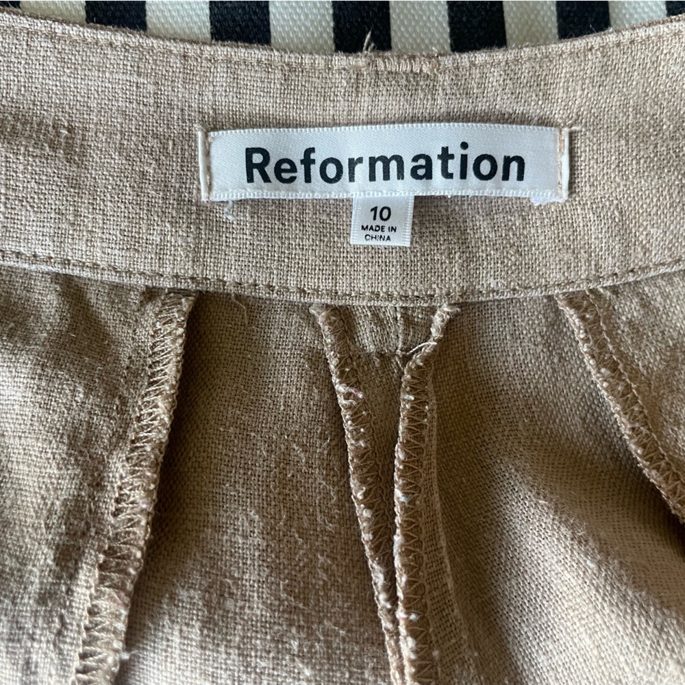 Reformation Tan Wide-Leg Linen Pants size 10 - Picture 4 of 7